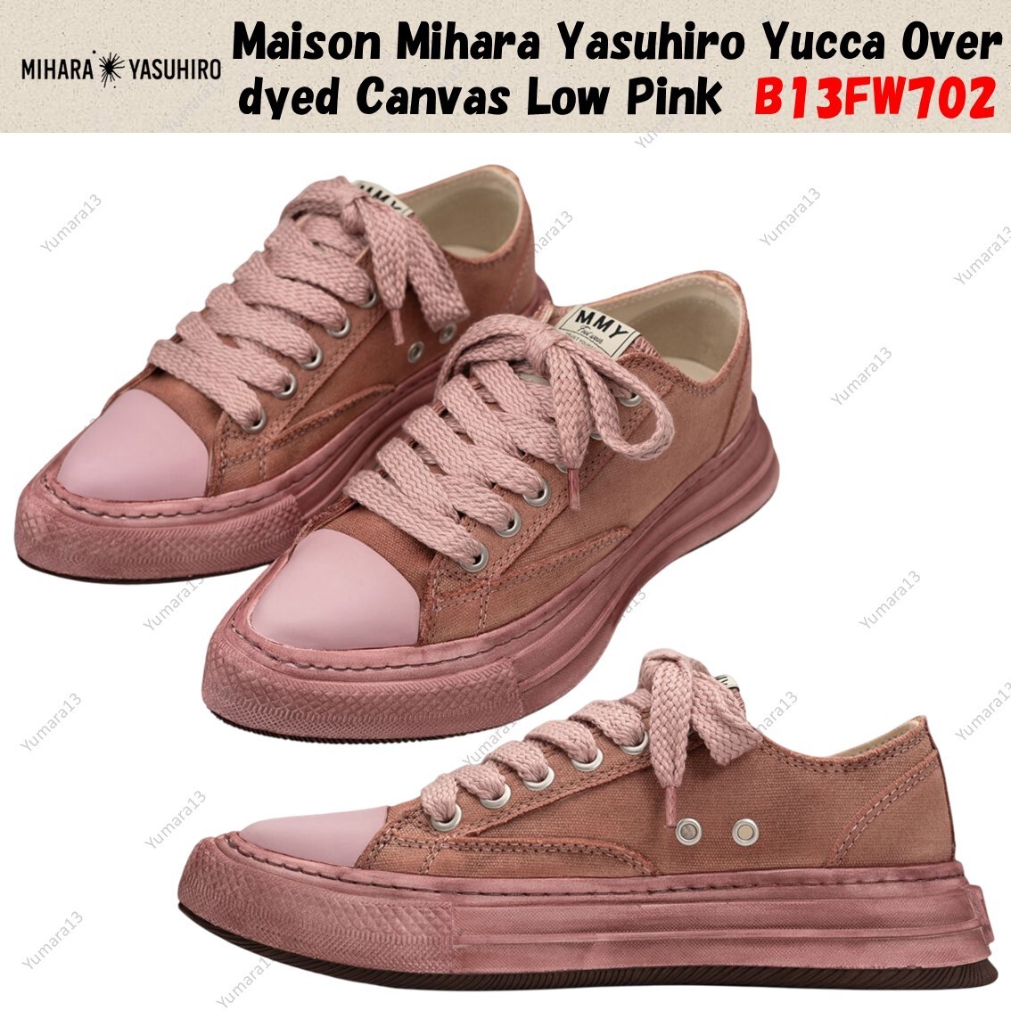 【Maison MIHARA YASUHIRO】 YUCCA LOW CANVAS Maison Mihara Yasuhiro Yucca Over dyed Canvas Low White