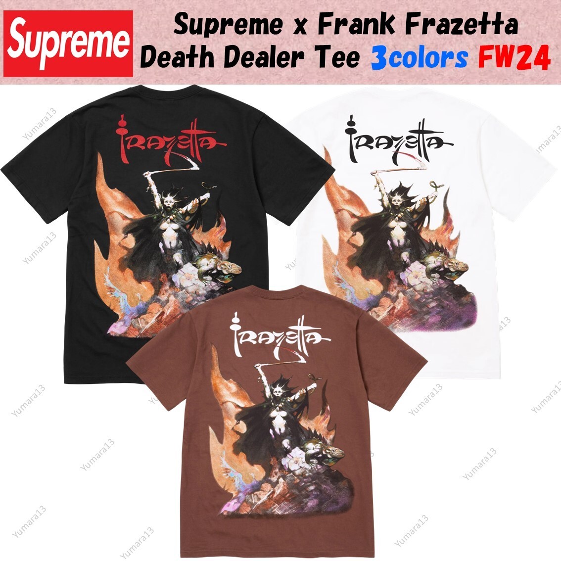 Supreme x Frank Frazetta Death Dealer Tee 3colors FW24 New