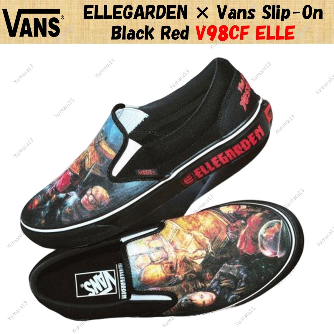 ELLEGARDEN × Vans Old Skool 27cm ELLEGARDEN × Vans Slip-On Black Red V98CF ELLE Men's Size | eBay