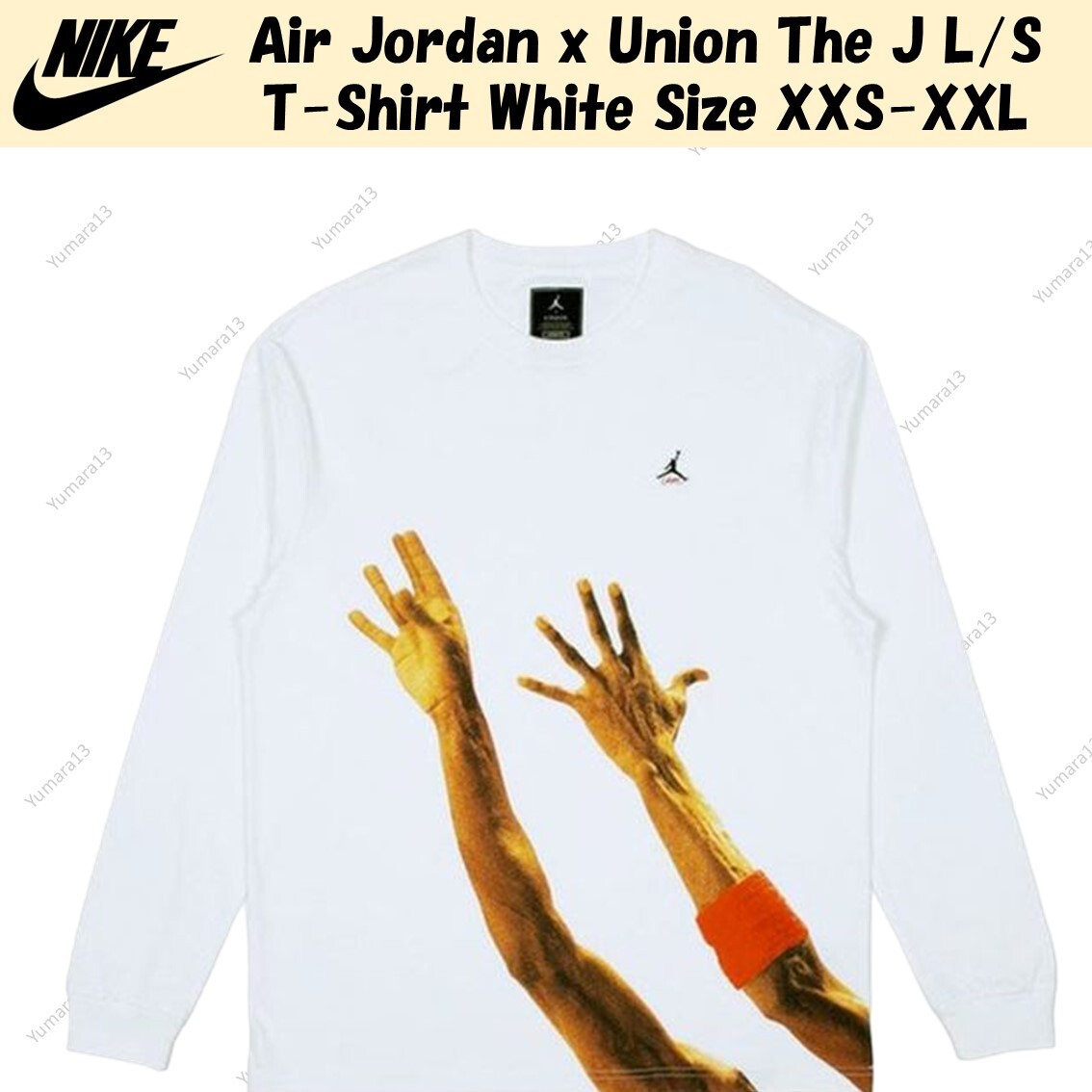 【本物保証 /関税・送料無料】Nike Air Jordan x Union T-Shirt Air Jordan x Union The J L/S T-Shirt White Size XXS-XXL | eBay