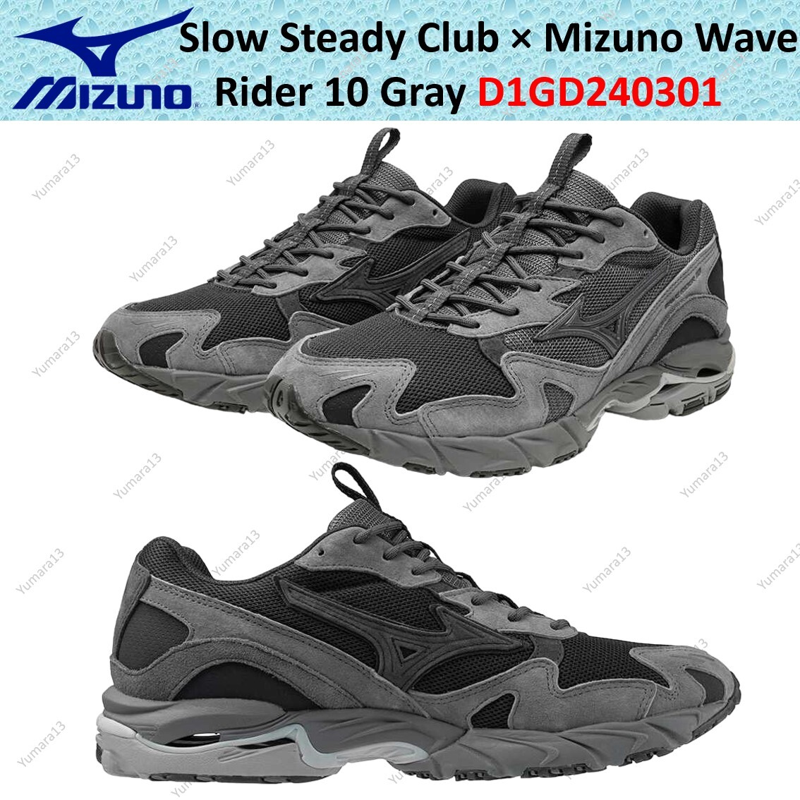 Pre-owned Mizuno Slow Steady Club ×  Wave Rider 10 Gray D1gd240301 Men's Size