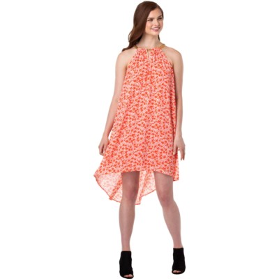 【関税&送料込】Michael By Michael Kors Chemisier Dress Michael Kors MU78VJZ746 Coral/White Chiffon Lydia Chain Neck