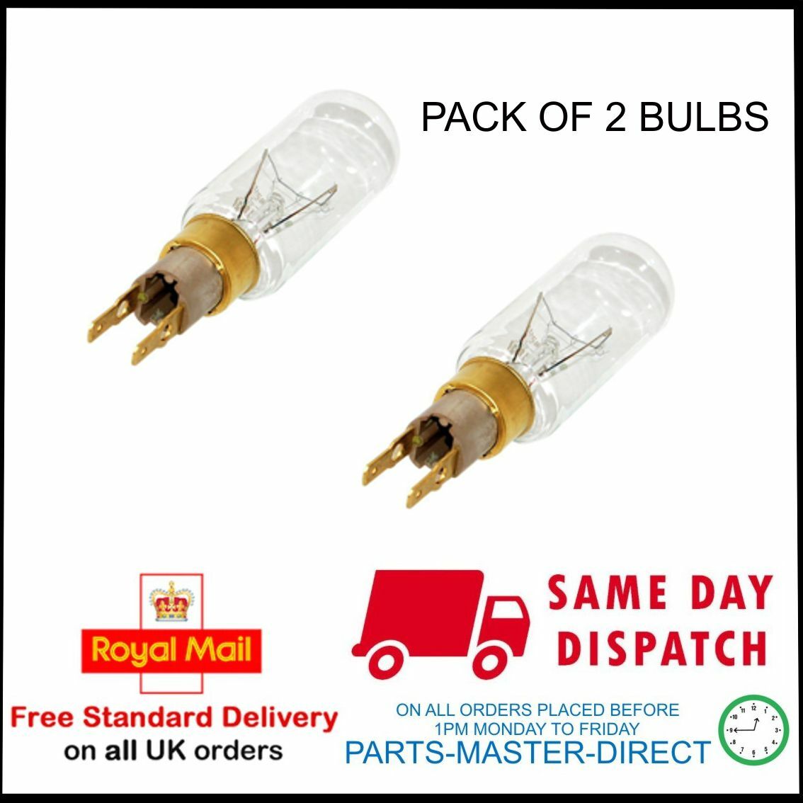 FITS Whirlpool American Fridge Freezer 40w T25 TClick Bulb 40 WATT x 2