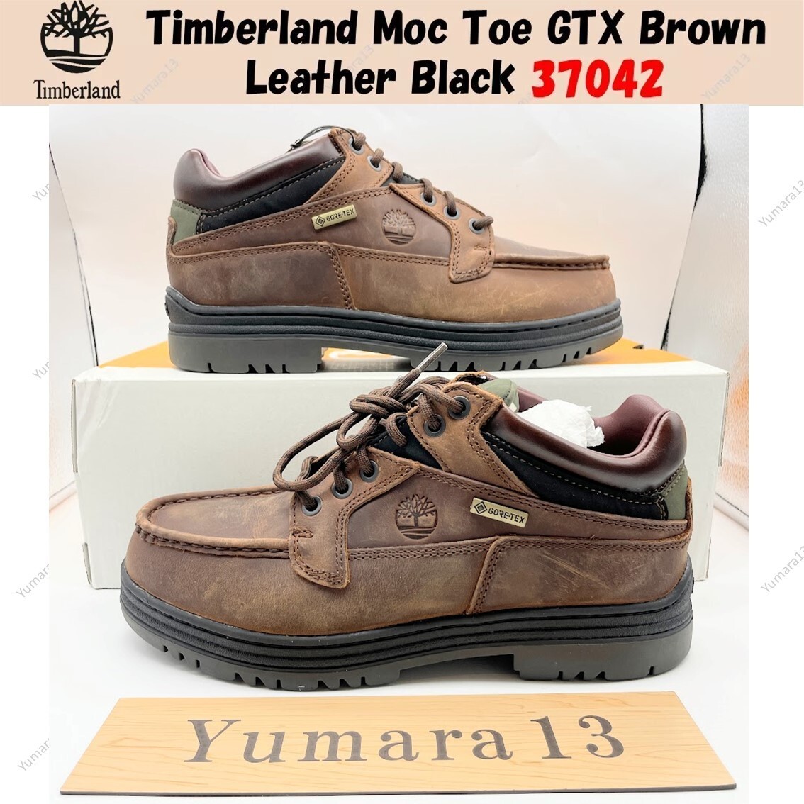 Timberland Moc Toe GTX Brown Leather Black 37042 Men's Size Timberland Moc Toe GTX Brown Leather Black 37042 Men's Size