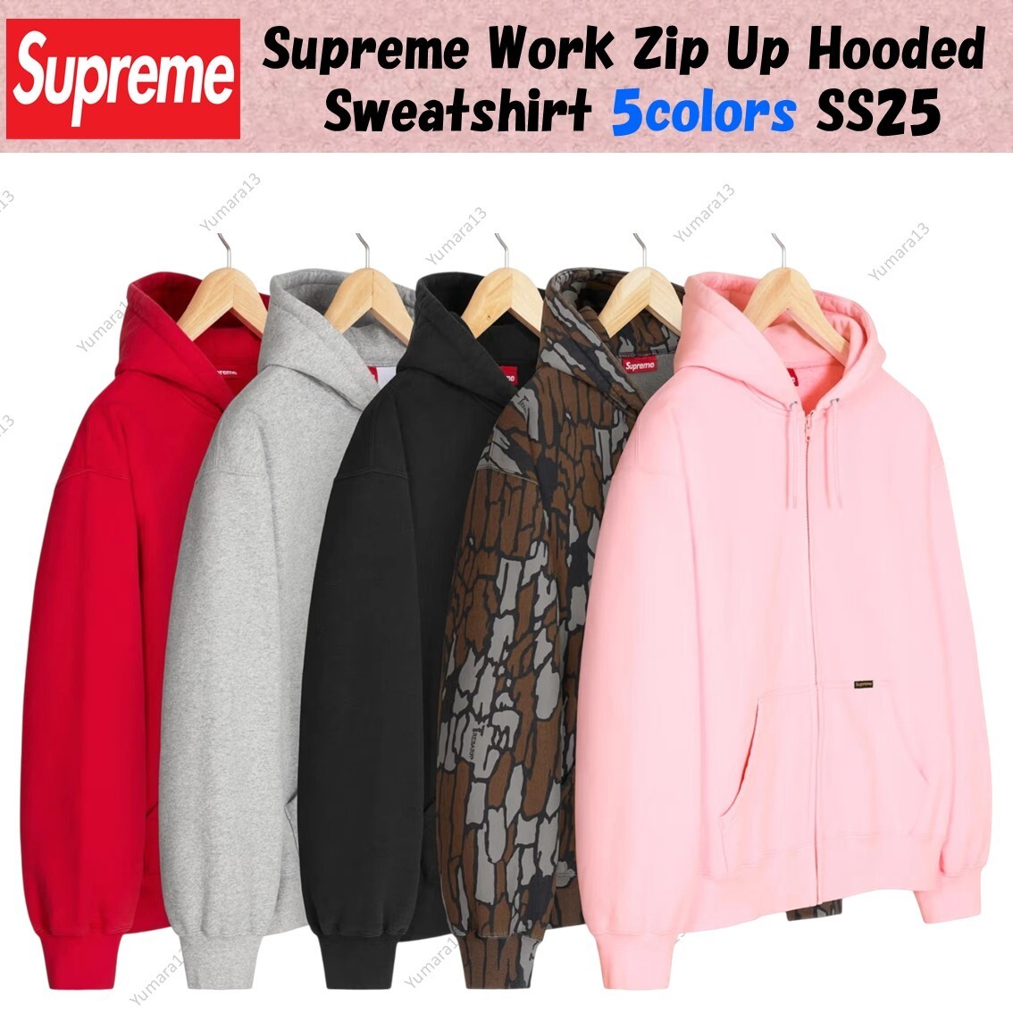 Supreme Work Zip Up Hooded Sweatshirt 5colors SS25 | eBay