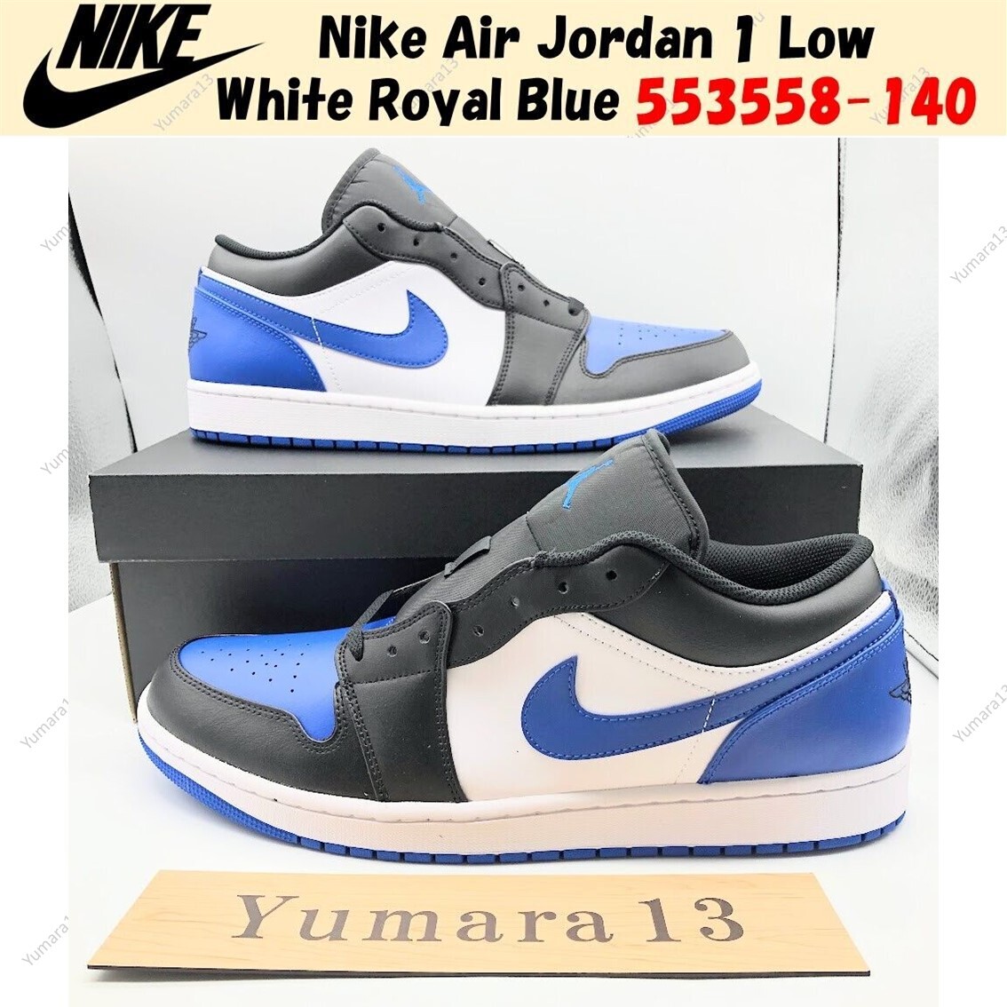Nike Air Jordan 1 Low White Royal Blue 553558-140 Men's