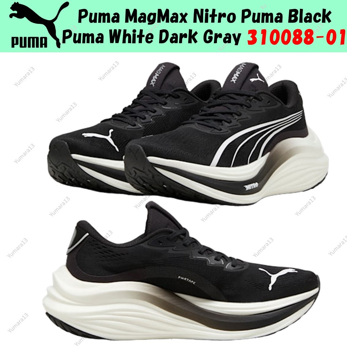 Pre-owned Puma Magmax Nitro  Black  White Dark Gray 310088-01 Men's Size