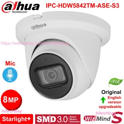 Dahua 8MP Starlight+ AI Analytics+ WizMind-S MIC IP Camera IPC-HDW5842TM-ASE-S3