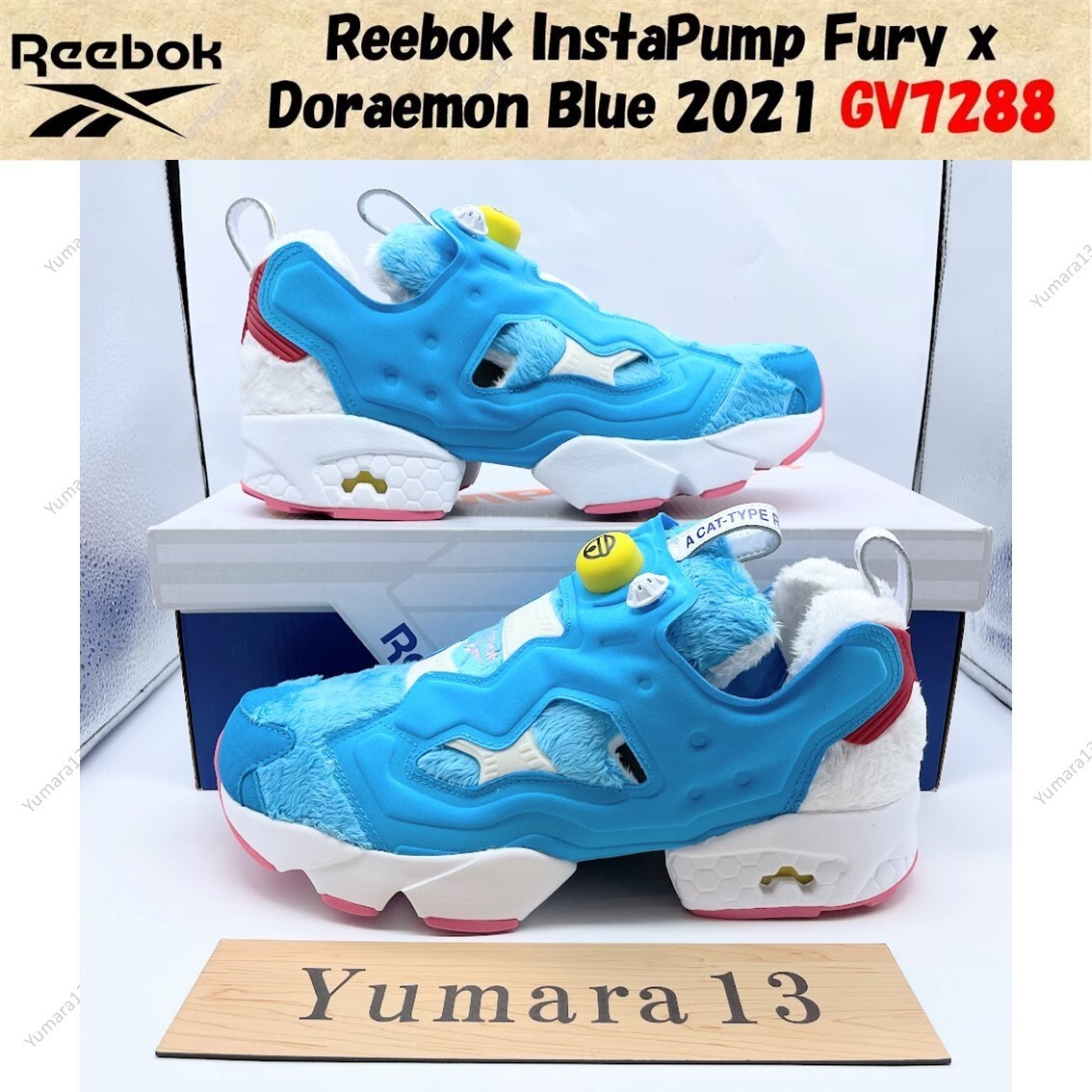 スニーカー Reebok Instapump Fury Doraemon Furry Blue Reebok InstaPump Fury x Doraemon Blue 2021 GV7288 Men's Size