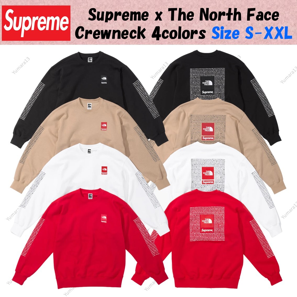 Supreme x The North Face Crewneck SS24 4colors Size S-XXL | eBay