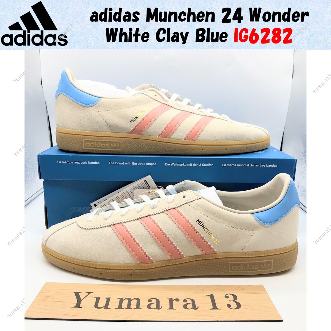 【adidas】MUNCHEN 24 SHOES ユニセックス adidas Munchen 24 Wonder White Clay Blue IG6282 Men's Size