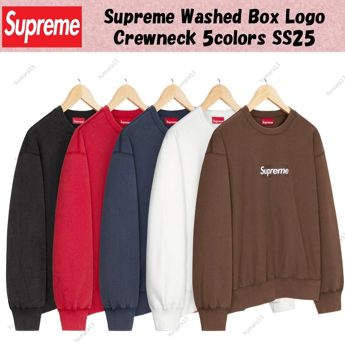 垣*督様 Supreme Washed Box Logo Crewneck Supreme Washed Box Logo Crewneck 5colors SS25 | eBay