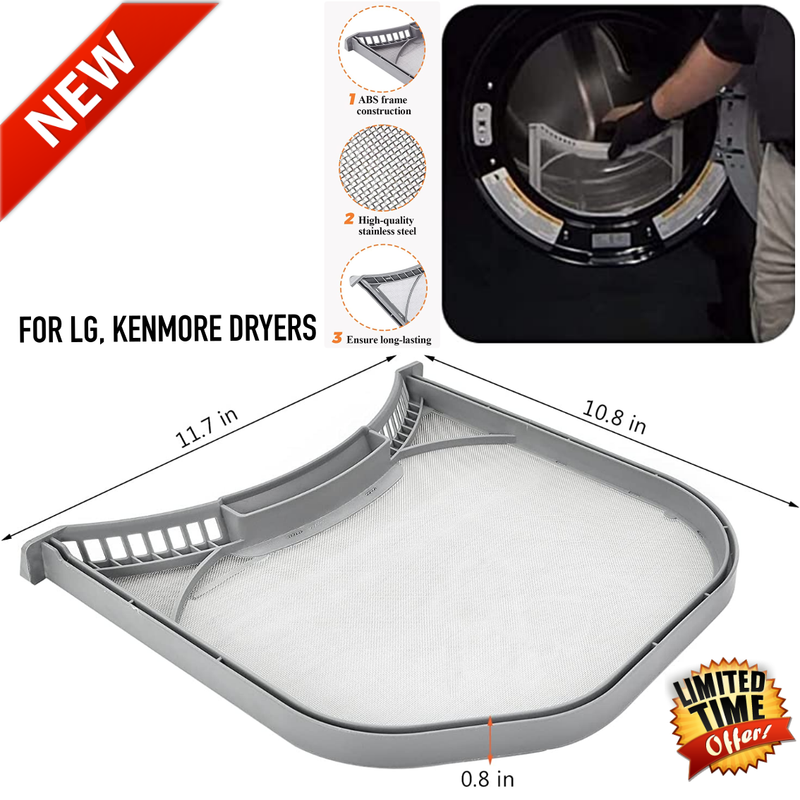 Dryer Lint Trap Filter Screen Stainless Steel Mesh Replacement For LG Kenmore