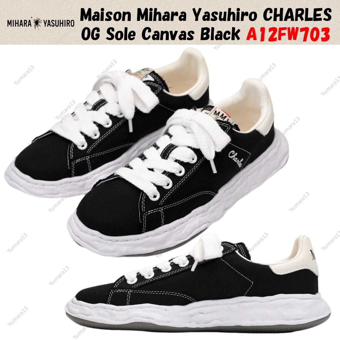 Maison Mihara Yasuhiro CHARLES OG Sole Canvas Black A12FW703