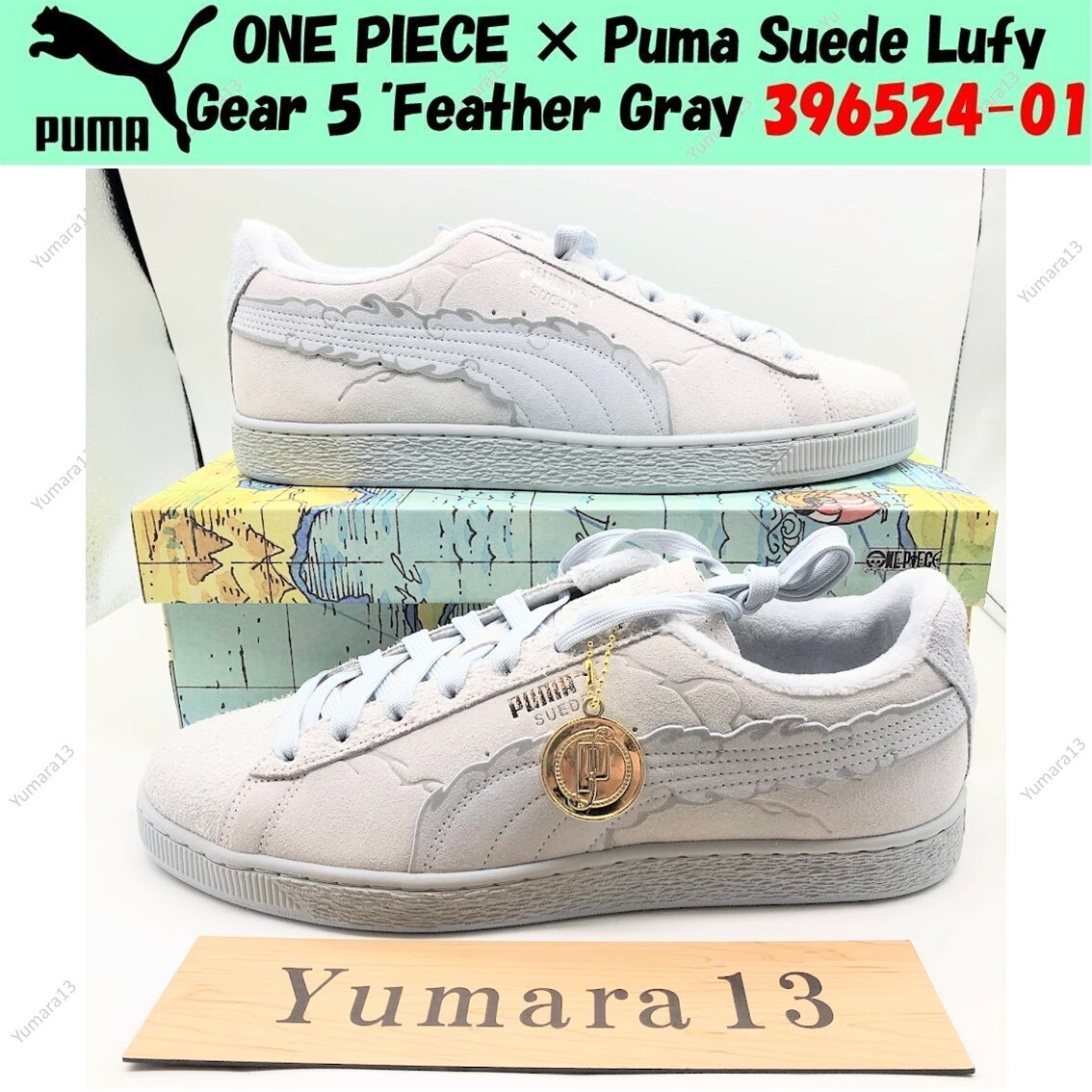 Pre-owned Puma One Piece ×  Suede Lufy Gear 5 "feather Gray 396524-01 Men's Size