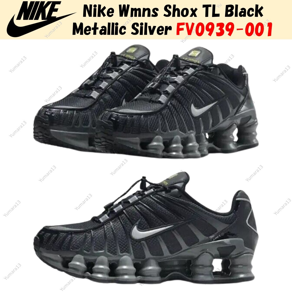 Pre-owned Nike Wmns Shox Tl Black Metallic Silver Fv0939-001 Women's Size