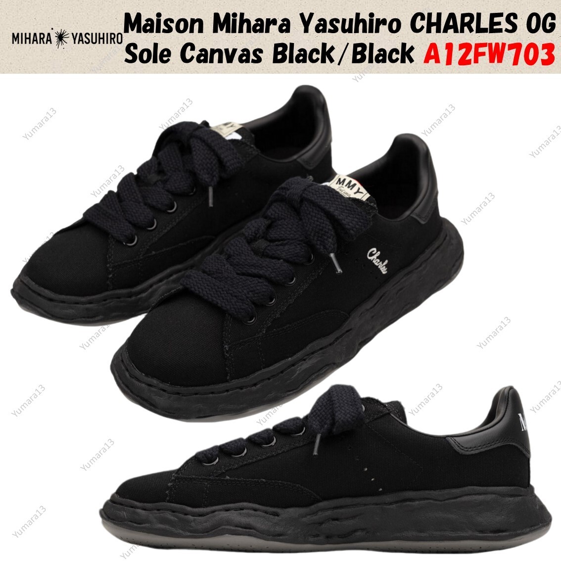 MIHARA YASUHIRO｜SNEAKERS (A12FW703 BLACK) Maison MIHARA YASUHIRO CHARLES canvas Low-sneakers