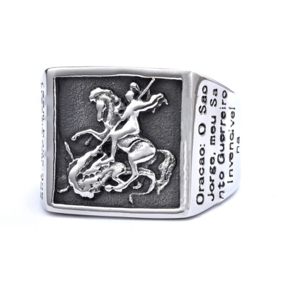 St. George Protect Carving Design Ring Dragon Killer st Michael Hero Archangel