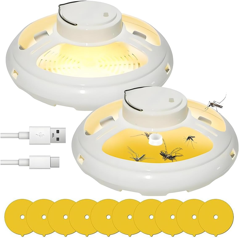 2 PCS Flea Traps for inside Your Home with 10 Sticky Pads, Flea and Tick Lamps,