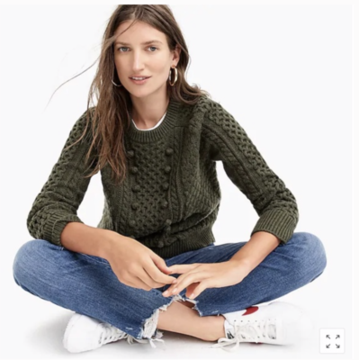 Popcorn cable shop knit sweater