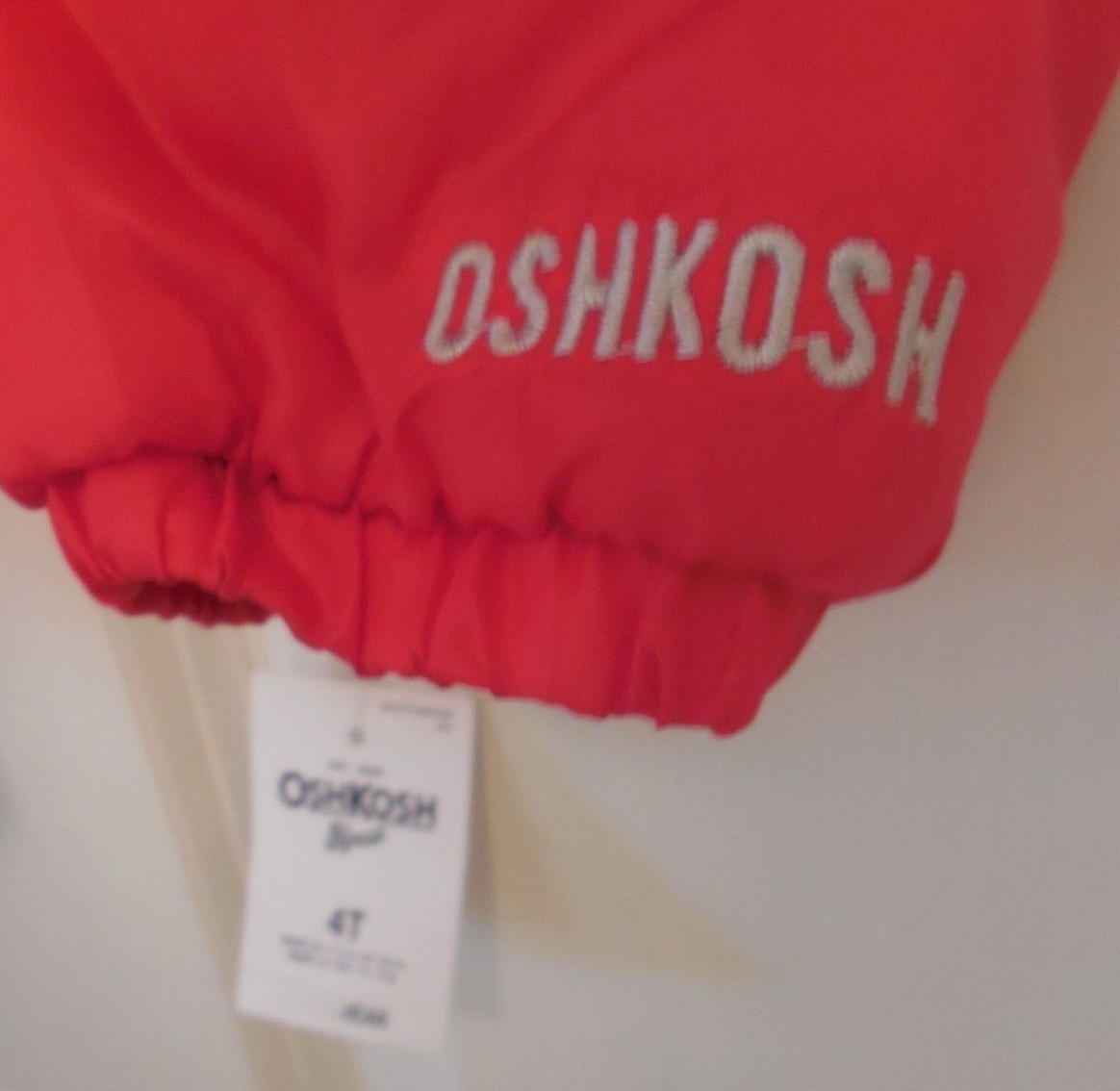 Oshkosh B'gosh Winter Jacket,  UNI  Size  4T,  Red with Navy Fleece Hooded Trim