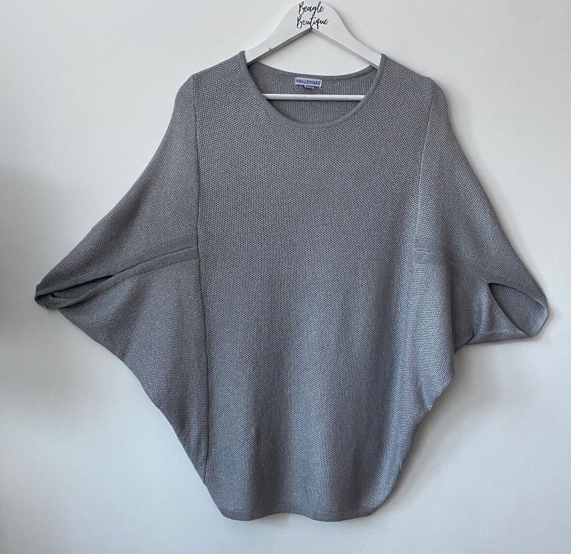 Nina Leonard Dolman Sleeve Sparkly Jumper  S, M, L, 2XL Black or Grey - Picture 2 of 10