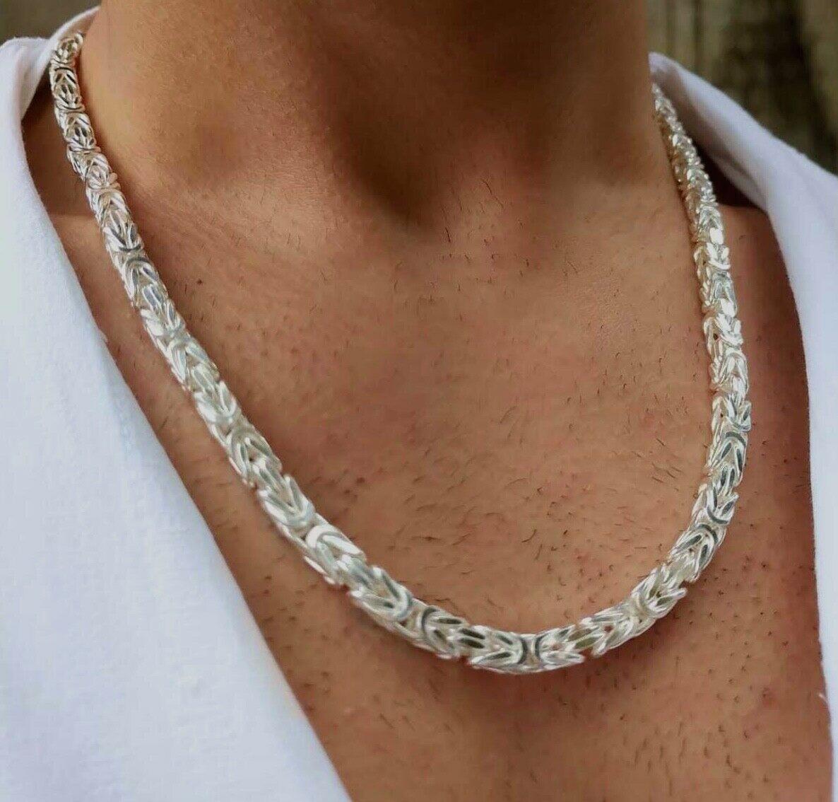 Pre-owned Handmade 6mm Mens Silver Byzantine Necklace Rope Chain 925 Sterling Silver 106gr 24"