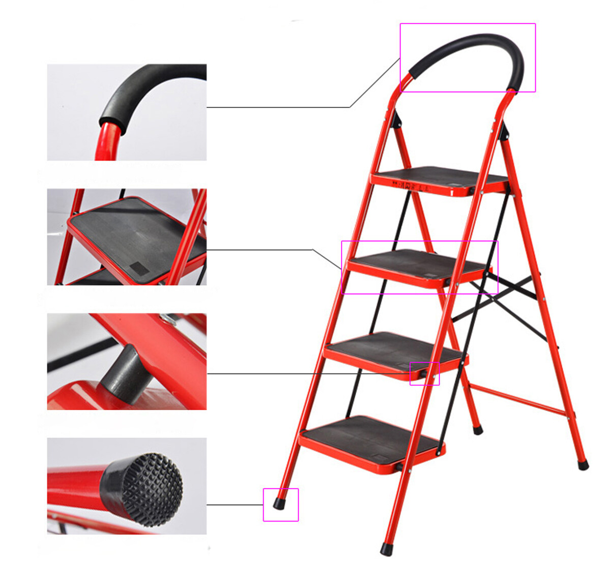 Step Ladder folding Multi Purpose 2 3 4 step Handle Wide Tread Rubber
