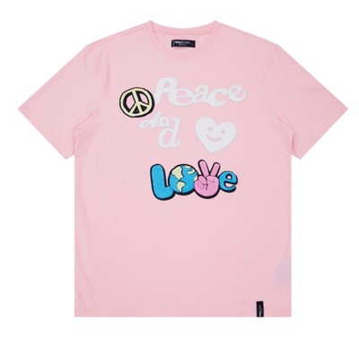 

Мужская розовая футболка Roku Studios Peace and Love —, Pink/white
