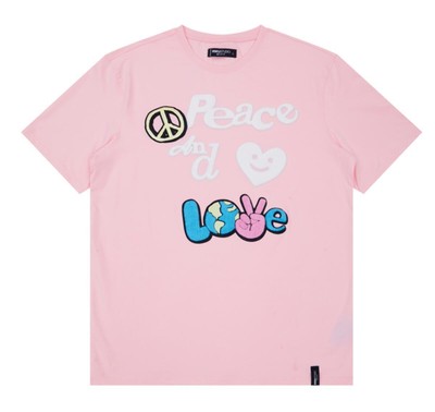 Мужская розовая футболка Roku Studios Peace and Love — 3XL