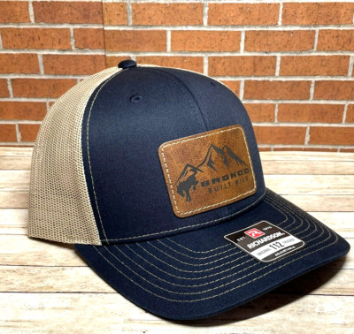 Richardson 112 Ford Bronco Mountain Leatherette Patch Trucker Hat Navy/Khaki