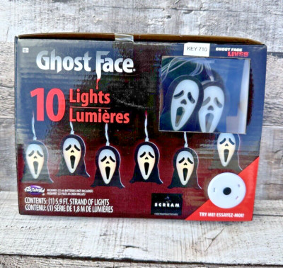 Glowing Ghost Face String Lights | 5.9 Foot String w/ 10 LED Lights