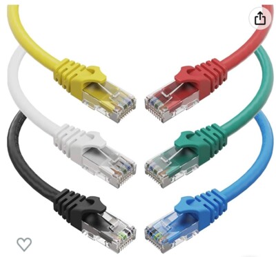 Ethernet cable 8ftm (6 pack) LAN, utp Cat 6, RJ45 Network Cord, Patch
