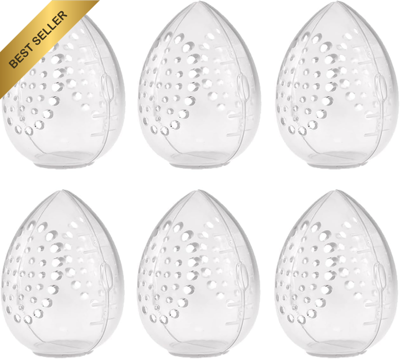 6 Pack Makeup Sponge Holder Carring Case Storage Box Clear Hard Container Protec