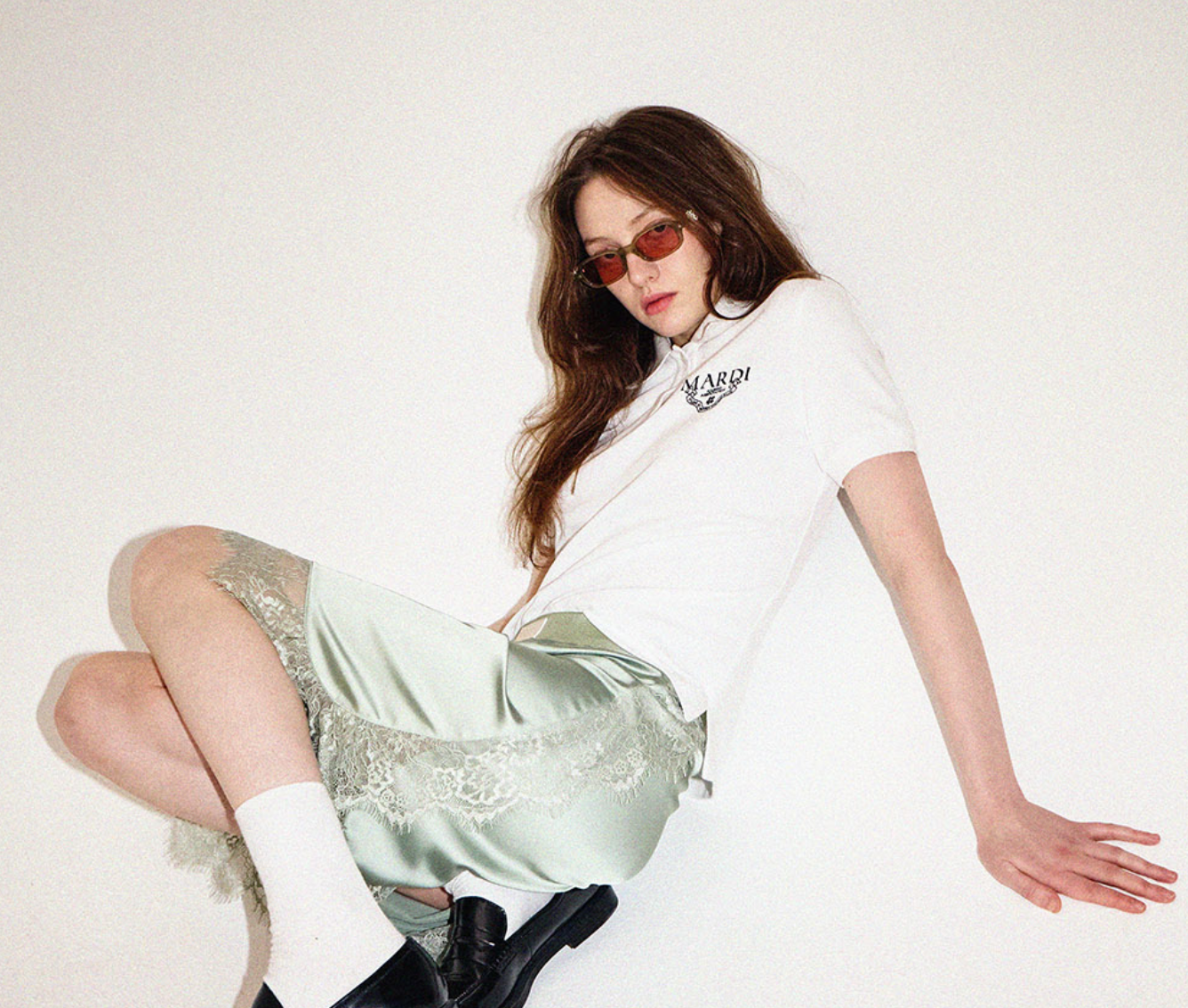 Pre-owned Mardi Mercredi Square Sunglasses M.o-002_khaki + Ribbon Charm/acetate