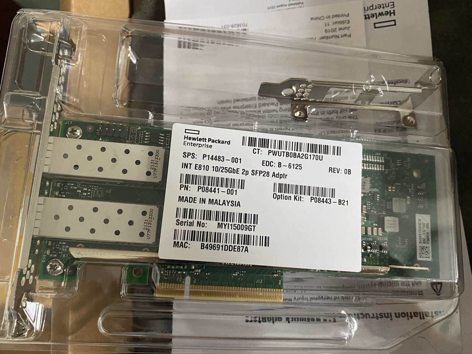 P08443-B21 HPE E810-XXVDA2 Ethernet 10/25Gb 2-port SFP28