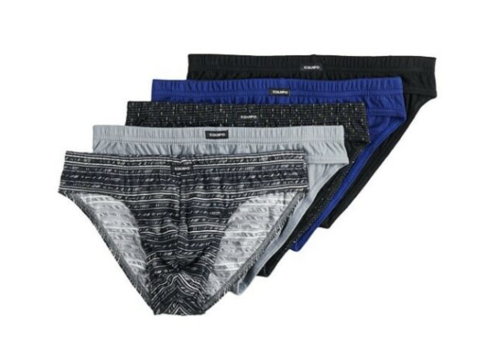 Men Equipo 5-Pack Bikini Briefs Navy-Black-Gray No Fly Premium Cotton Underwear