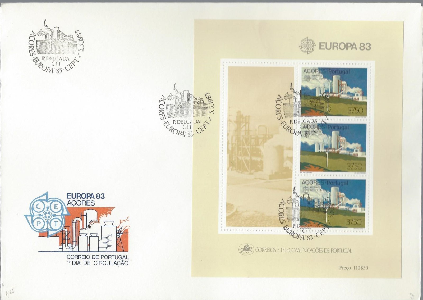 1981-3 Portugal - Azores 3 Different Europa S/S FDC's