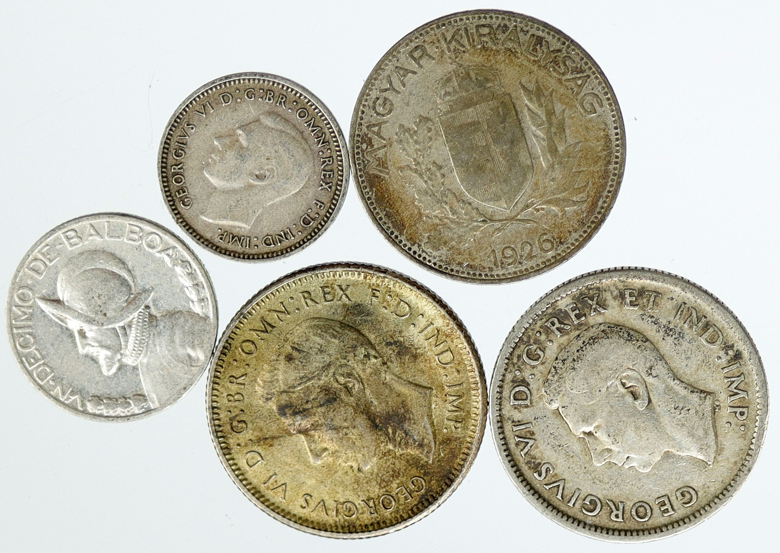 Lot of 5 Silver WORLD COINS Authentic Collection Vintage