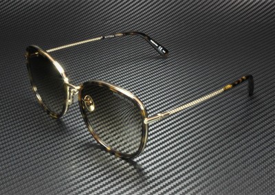 Pre-owned Bottega Veneta Bv0220sk 002 Round Oval Havana Brown 59 Mm Women's Sunglasses In Gradient Brown