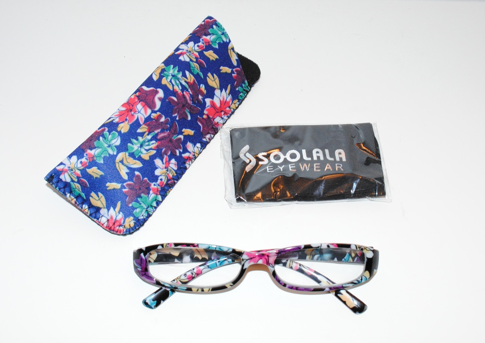 SOOLALA 2-PR Fashionable Spring Hinge Reading Glasses w/ Matching Cases 2.0x