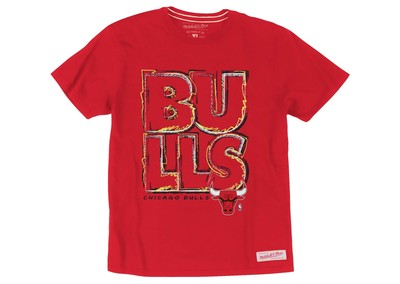 Мужская красная футболка Mitchell & Ness Scribble от Chicago Bulls