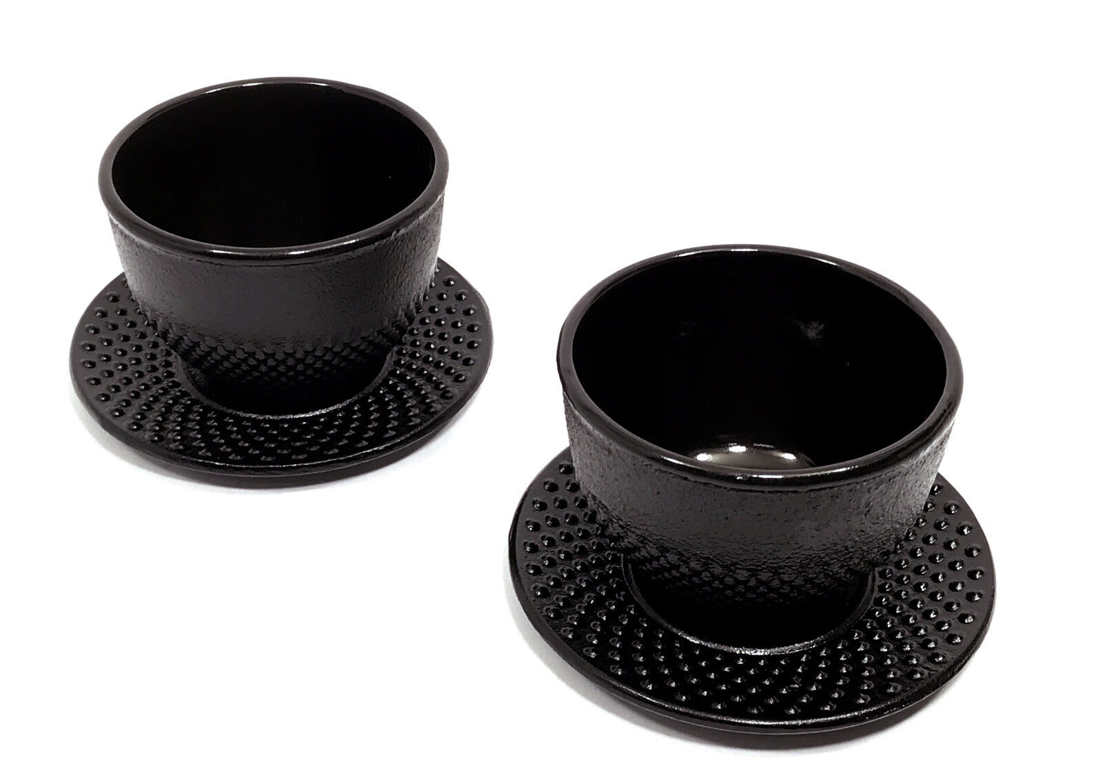 Cast Iron Tea Cup and Saucer Set of 2 Black Japanese Style Cast Iron Tea Cup and Saucer Set of 2 Black Japanese Style