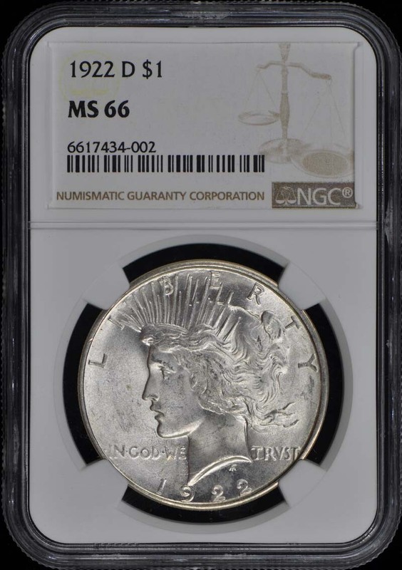 1922-D Peace Dollar S$1 NGC MS66