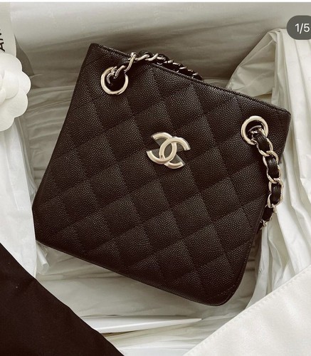 Authentic CHANEL Caviar Quilted Mini Bucket Bag. Excellent