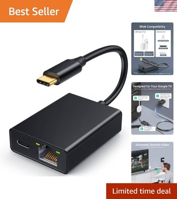 USB Type C to RJ45 Ethernet Adapter for Chromecast HD and 4K - Stable Connection