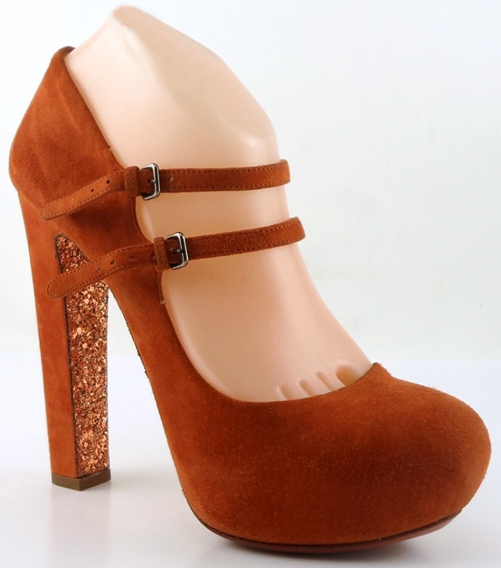 Pre-owned Miu Miu $730  5ip283 Rame Maple Designer Mary Jane Platform Pumps 6.5 Eur 37.5
