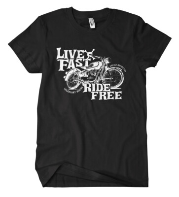 Live Fast TShirt Kult Fun Biker Chopper Motorrad Harley American Rocker Indian