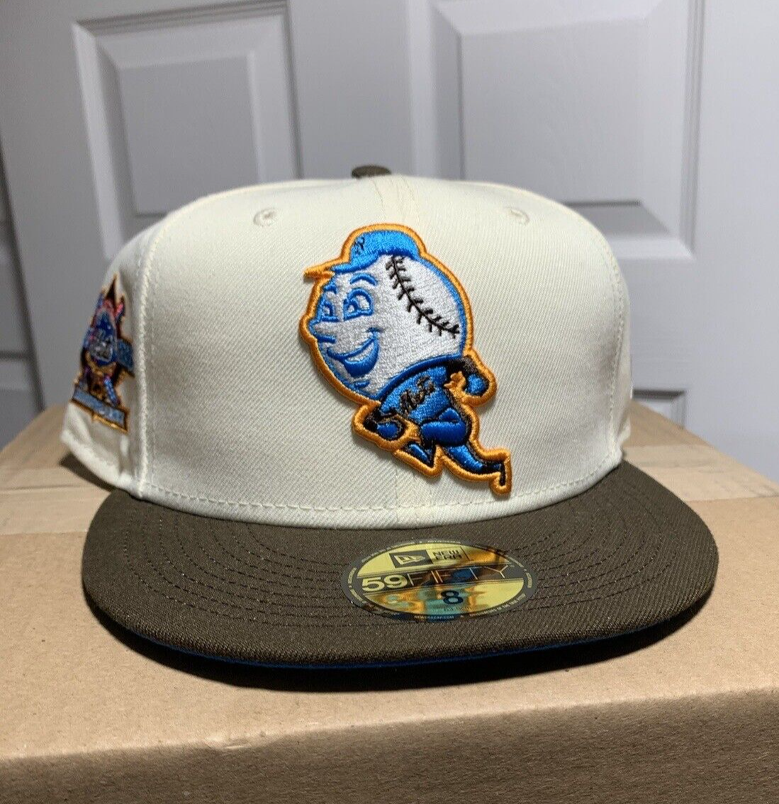 NEW YORK METS New Era 59FIFTY LIDS Owl Ivory Brown Hat Cap NEW YORK METS New Era 59FIFTY LIDS Owl Ivory Brown Hat Cap