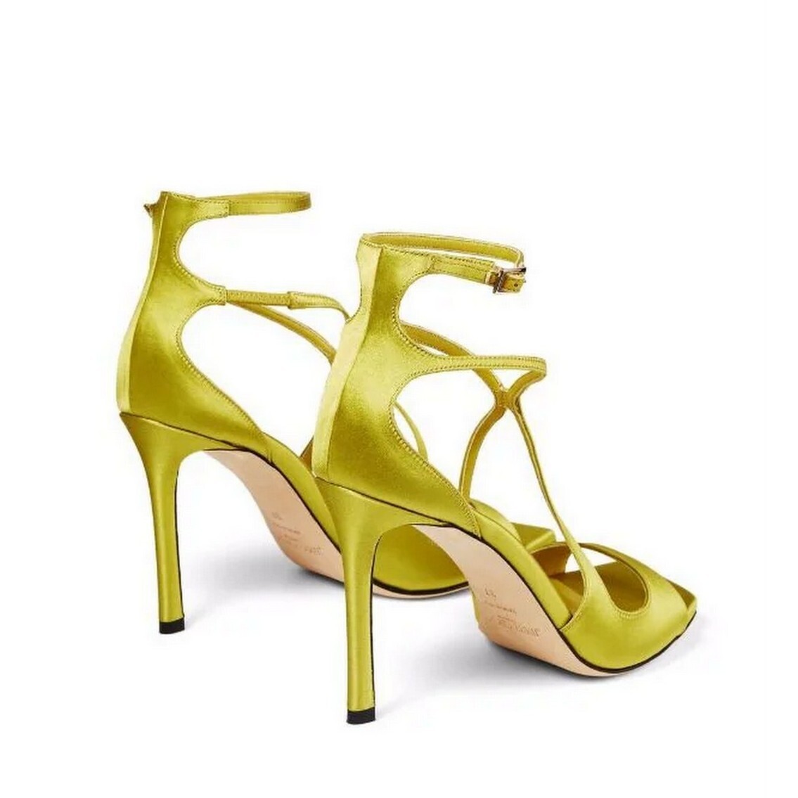 Pre-owned Jimmy Choo Lime Green 95mm Azia Satin Stiletto Sandals Eu 37.5 / Us 7.5